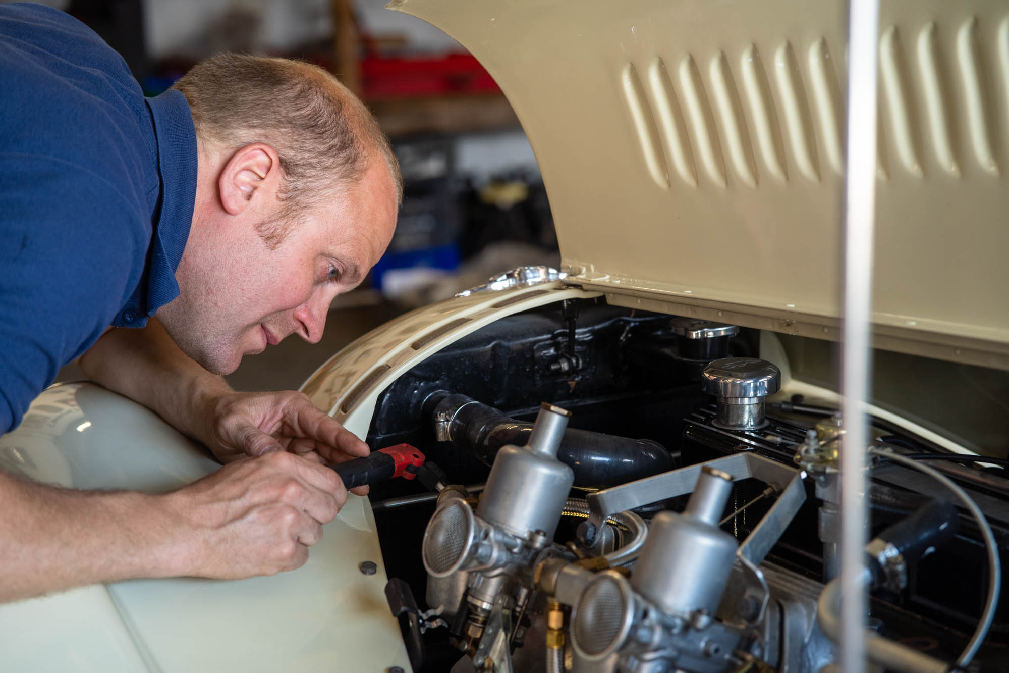 Ben working on Morgan Motor